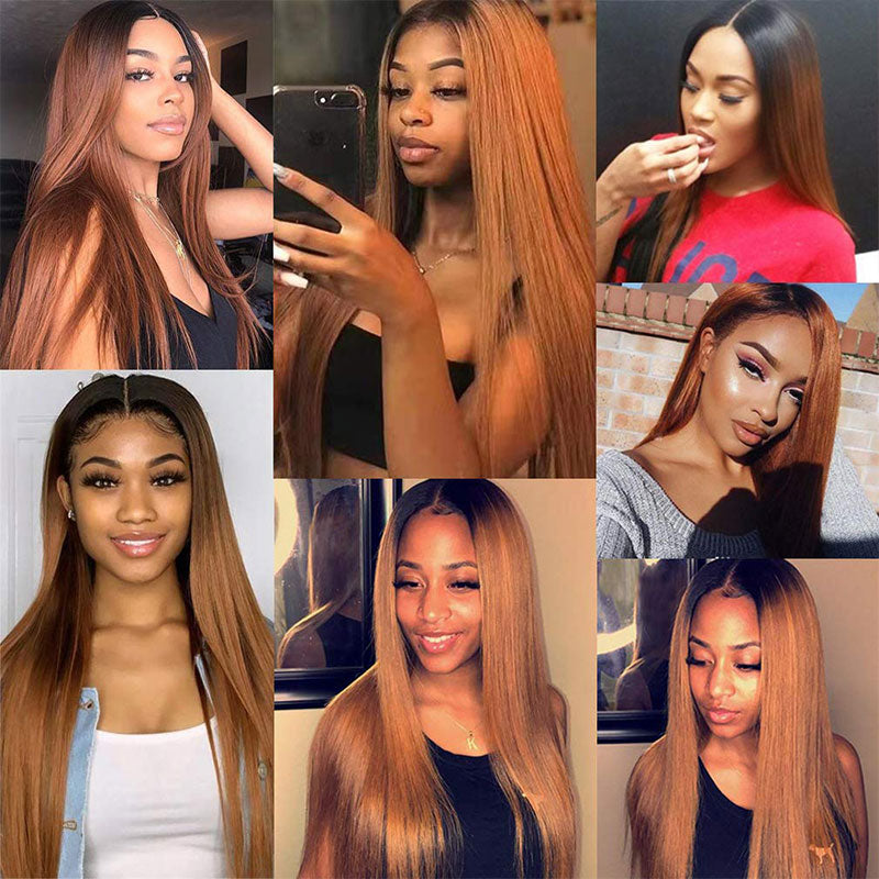 FG 32 Inch Brazilian Straight Hair 1B/30 Human Hair Weave Bundles Two Toned Hair Bundles Ombre Straight Hair 3/4 Pcs Extensions