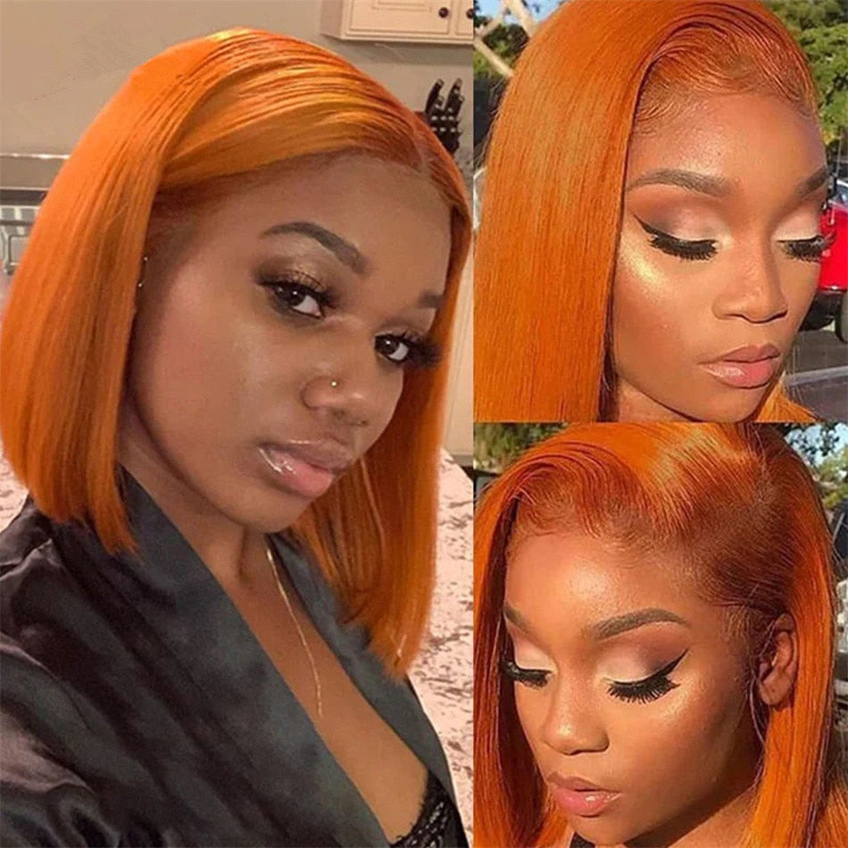 Ginger Bob Lace Frontal Wig 13x4 Lace Frontal Wig Colored Human Hair Wigs Lace Front Short Bob Human Hair Wigs Pre Plucked 4x4