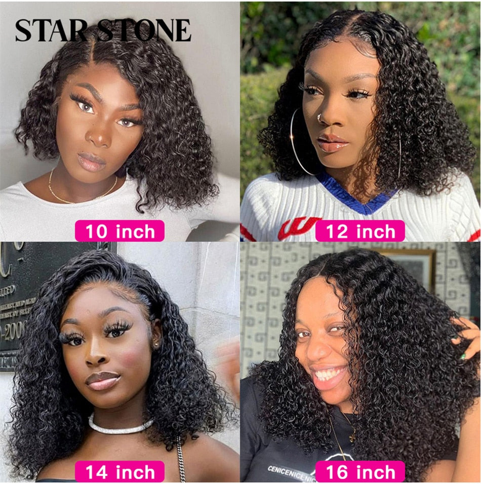 Short Curly Bob Brazilian Human Hair Lace Front Wigs 13X4 Lace Frontal 4x4 Closure Deep Wave Wig For Black Women 180 Density