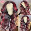 Highlight Wig Human Hair 1B 99J Burgundy Body Wave Lace Front Wigs For Woman 13x4 HD Lace Frontal Wig Colored Human Hair Wigs