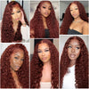 Reddish Brown Jerry Curly 13x4 Lace Front Wig 100% Remy Human Hair Wigs PrePlucked Hairline 13x6 HD Transparent Lace Frontal Wig