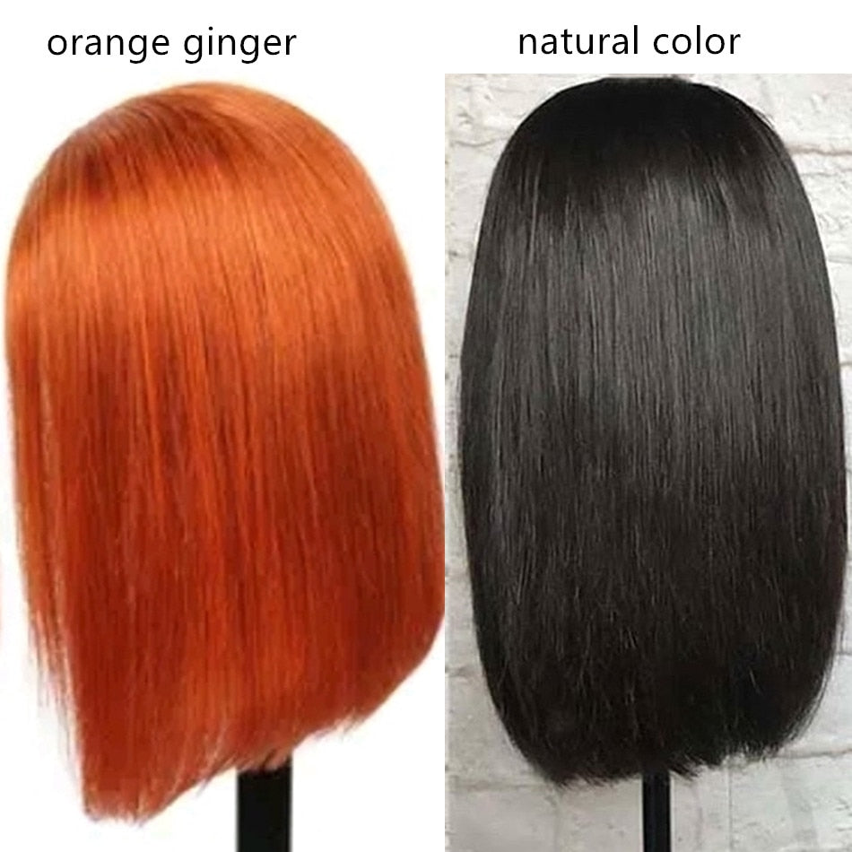 Ginger Bob Lace Frontal Wig 13x4 Lace Frontal Wig Colored Human Hair Wigs Lace Front Short Bob Human Hair Wigs Pre Plucked 4x4