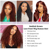 Reddish Brown Jerry Curly 13x4 Lace Front Wig 100% Remy Human Hair Wigs PrePlucked Hairline 13x6 HD Transparent Lace Frontal Wig