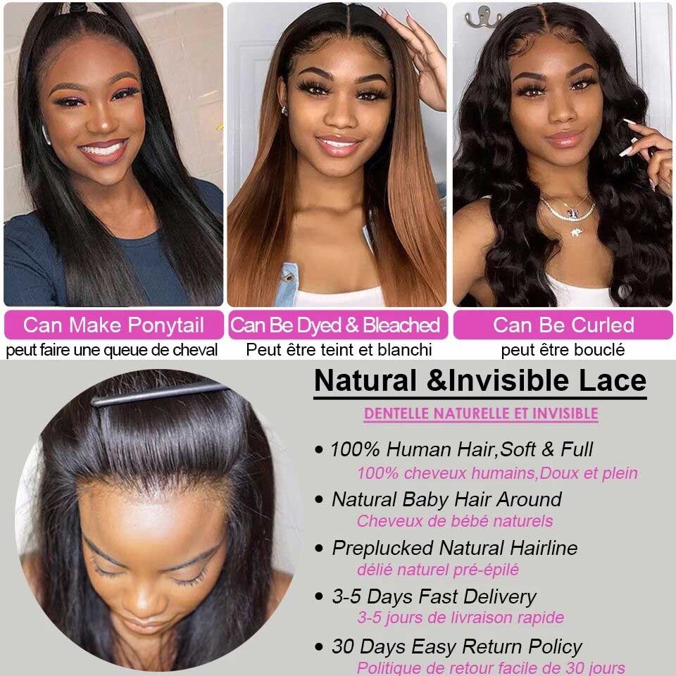 Body Wave 13x4 Lace Frontal Human Hair Wigs 30" 32" 34" Lace Front Wig Raw Indian Remy Hair Lace Front Human Hair Wigs For Women