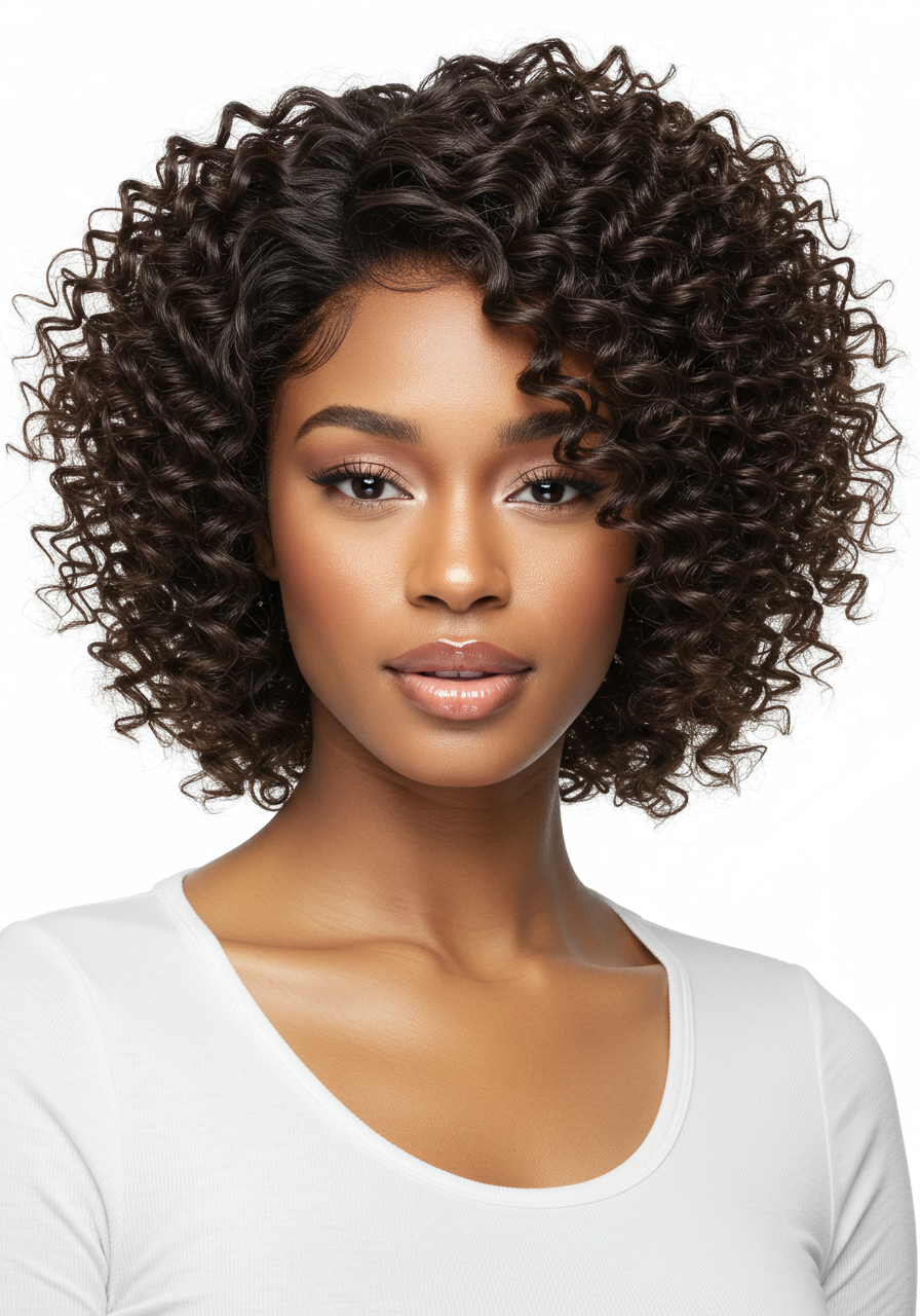 Short Curly Human Hair Bob Wig Water Lace Front Human Hair Wigs ForWomen PrePlucked Brazilian Glueless T Part Lace Wig Unikyhair