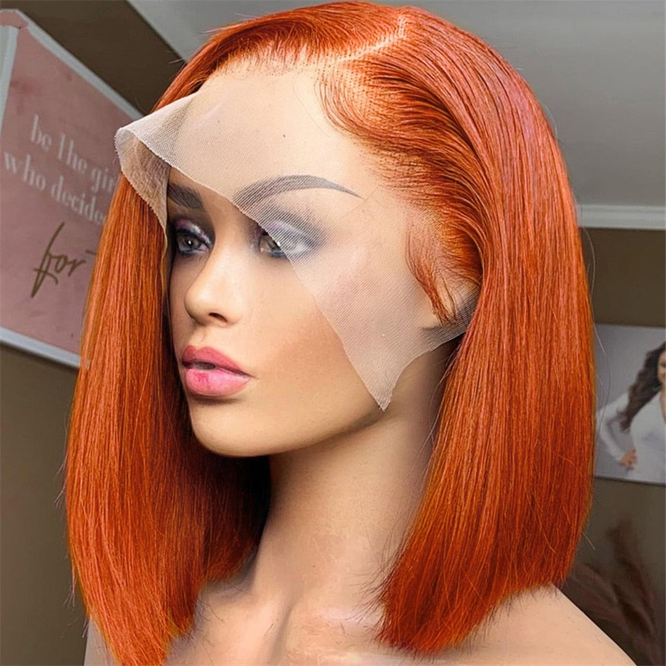 Ginger Bob Lace Frontal Wig 13x4 Lace Frontal Wig Colored Human Hair Wigs Lace Front Short Bob Human Hair Wigs Pre Plucked 4x4