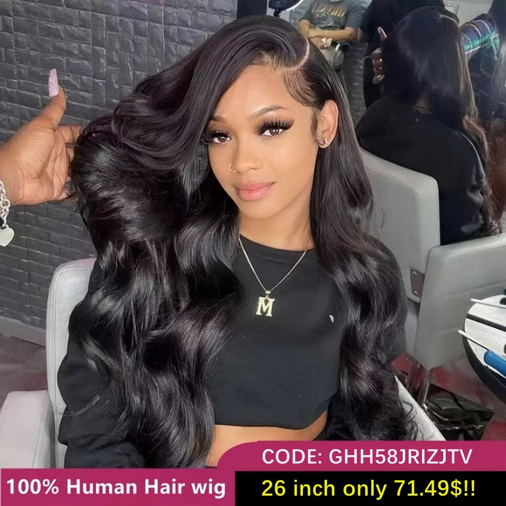 Body Wave 13x4 Lace Frontal Human Hair Wigs 30" 32" 34" Lace Front Wig Raw Indian Remy Hair Lace Front Human Hair Wigs For Women