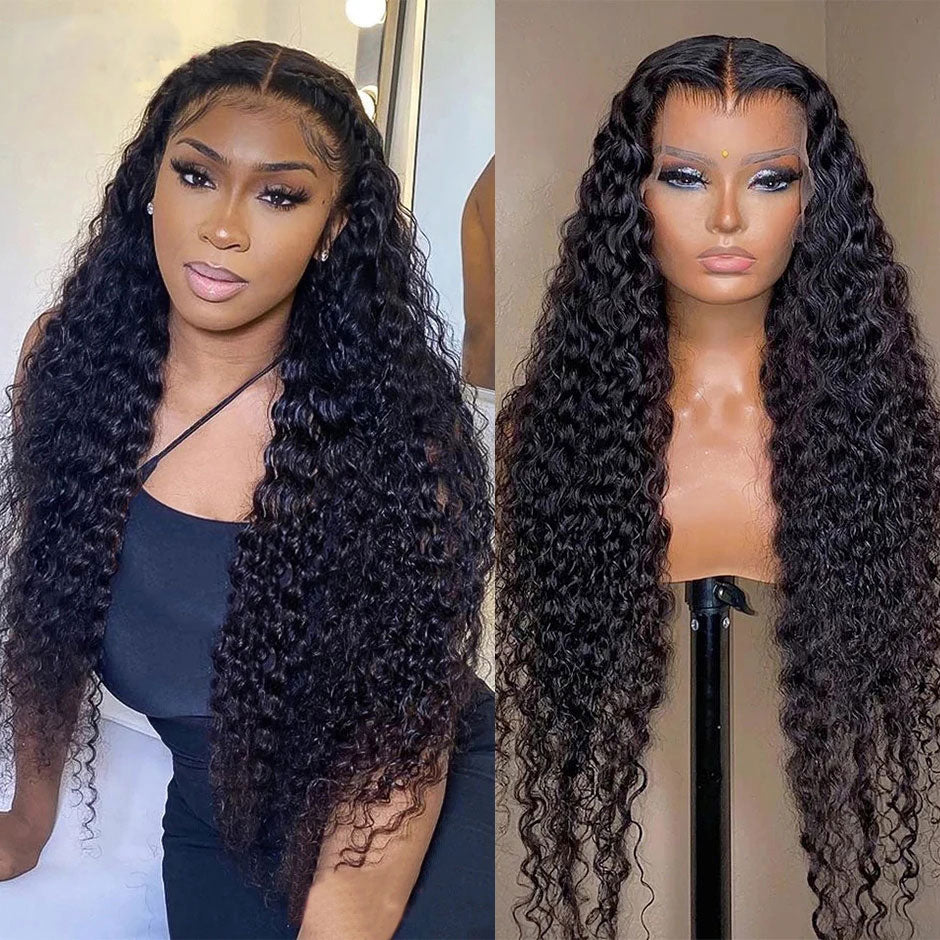 Water Wave Long Wigs For Women 13x6 HD Lace Frontal Wigs Brazilian Deep Curly Wave Human Hair ISEE YOUNG Full Lace Frontal Wigs